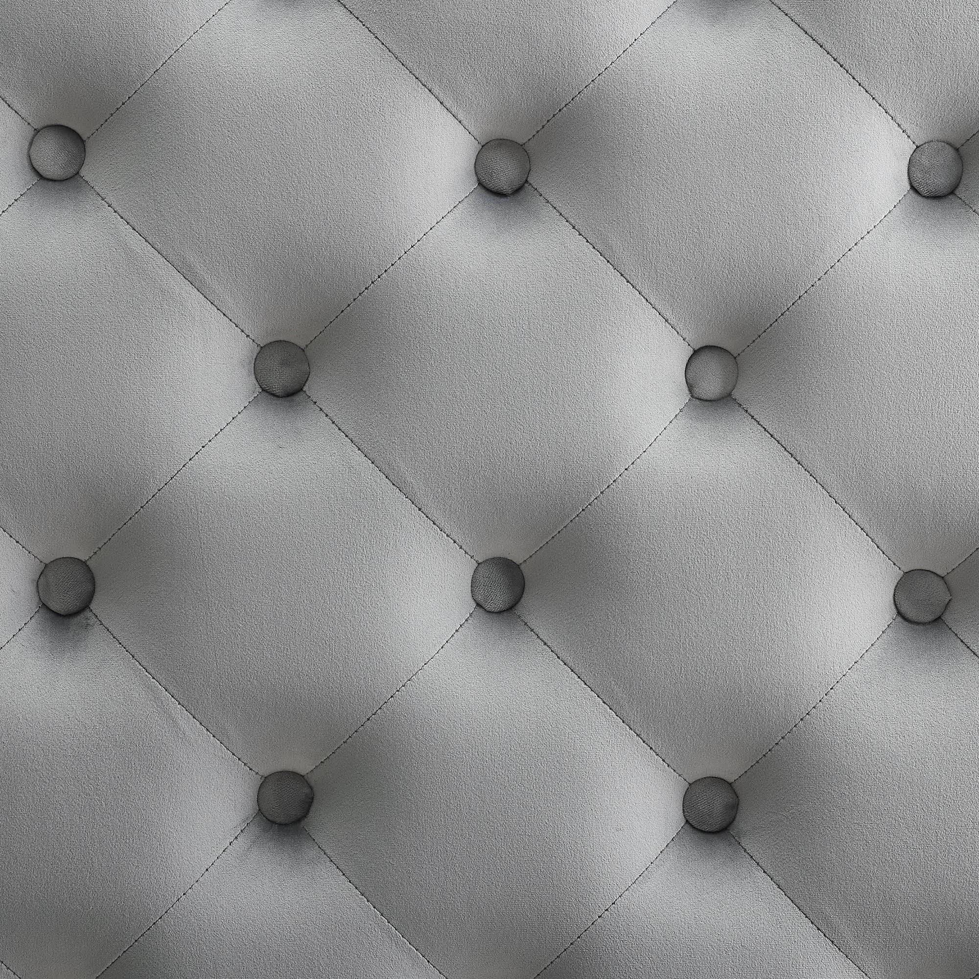 Gray Velvet Square Tufted Ottoman V5446