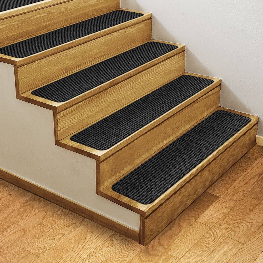 Set of 12 Skid-Resistant Carpet Stair Treads Smokey Black 8 in. x 30 in. G770