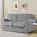 5 Pieces Stretch Sofa Slipcover with Individual Backrest and Cushion Covers (Light Grey, 2 Seat) O536