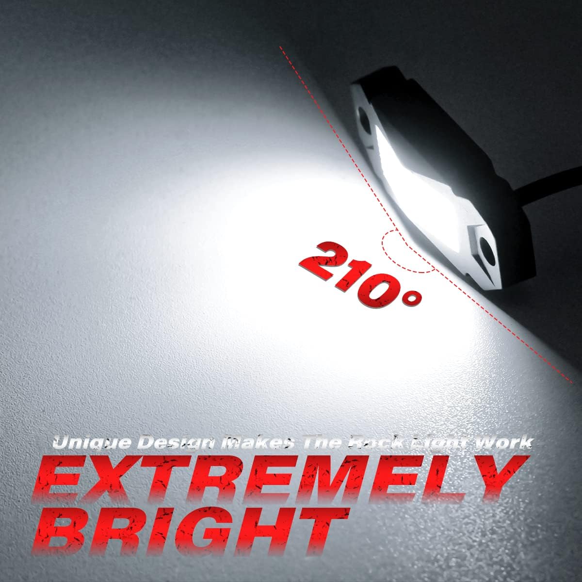 White LED Rock Lights Kit with 21ft Wiring Harness, 4PCS Waterproof, 12V~32V DC K387