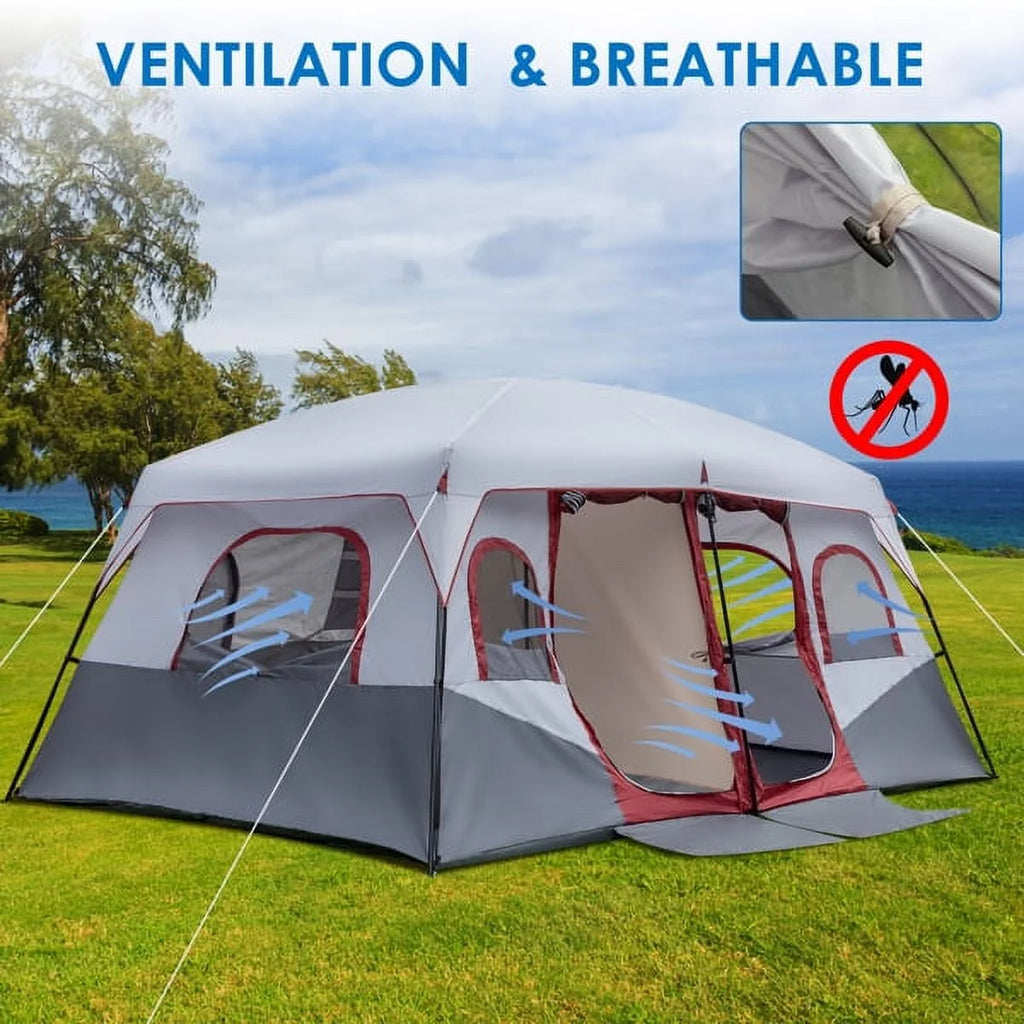 10 Person 2 Room Cabin Tent with Storage Pockets B80749