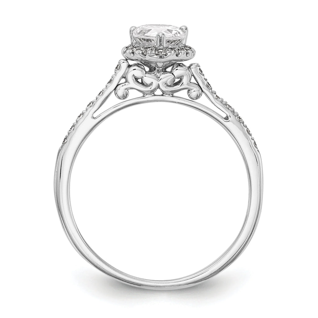 0.75ct CZ Solid 14K White Gold Pear Halo Engagement Ring C84823