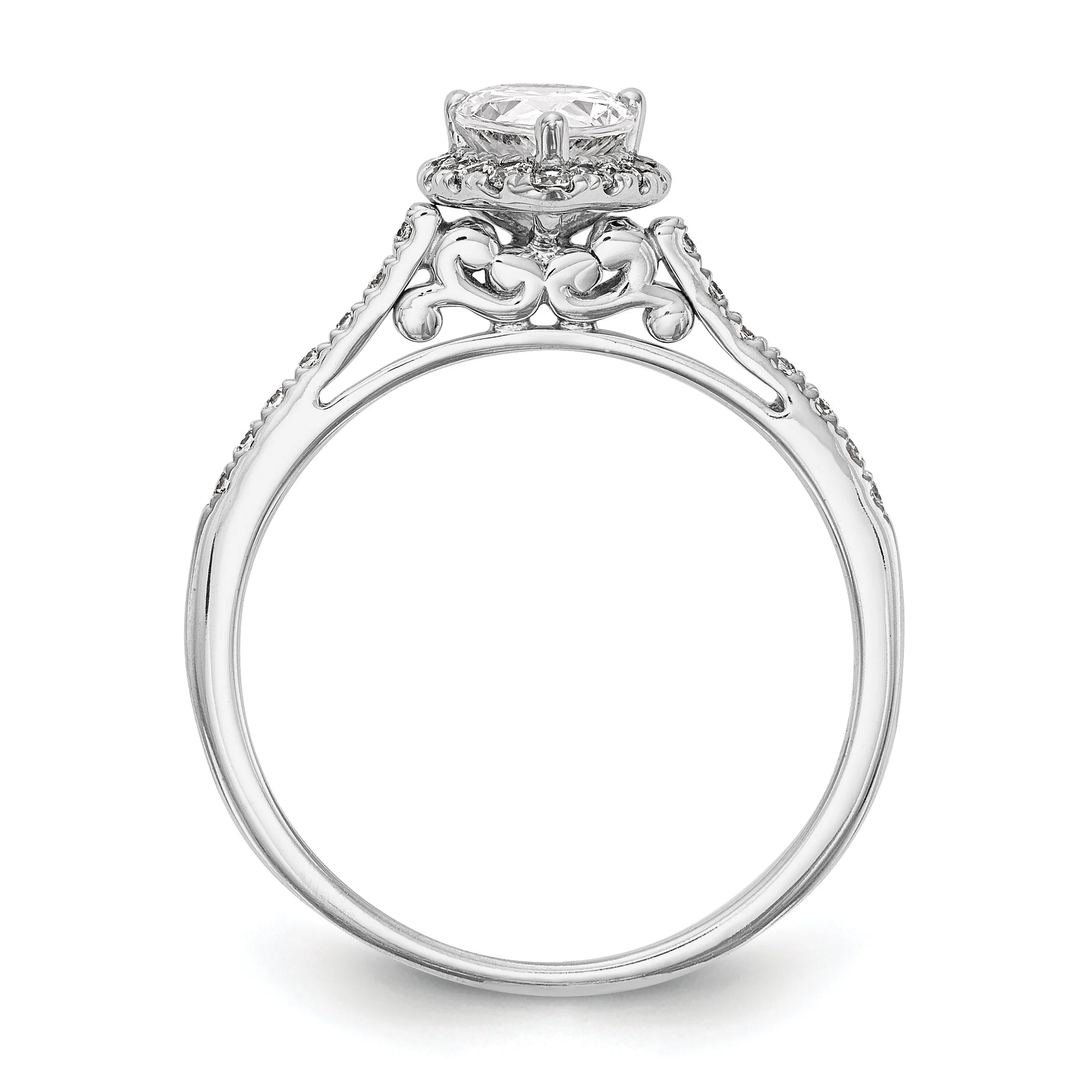 0.75ct CZ Solid 14K White Gold Pear Halo Engagement Ring C84823