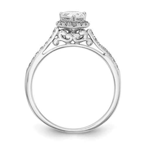 0.75ct CZ Solid 14K White Gold Pear Halo Engagement Ring C84823