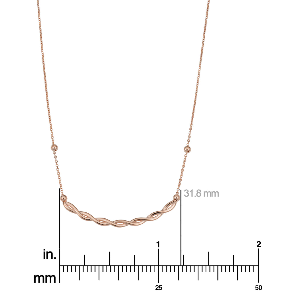 14k Rose Gold Twist Curved Bar Adjustable Length Necklace K22134