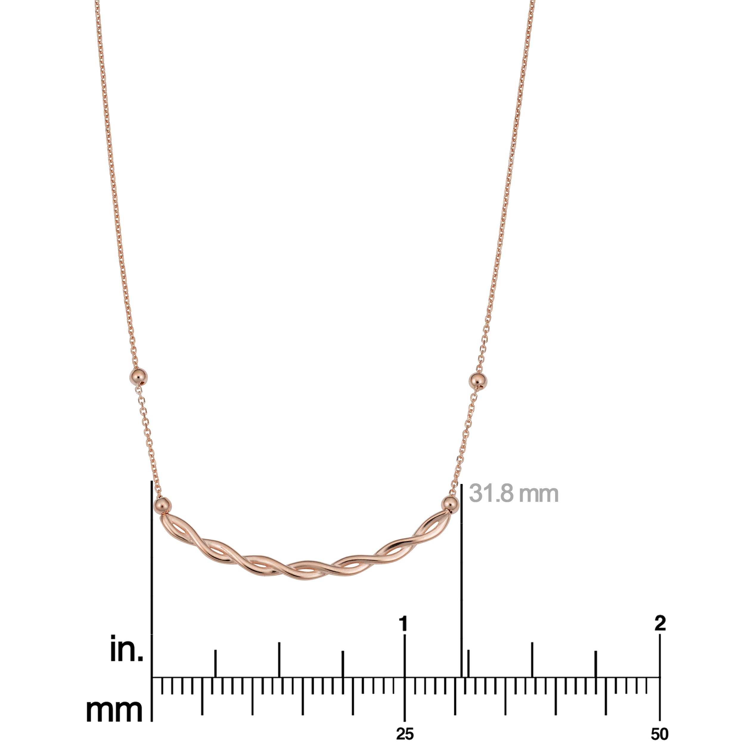 14k Rose Gold Twist Curved Bar Adjustable Length Necklace K22134
