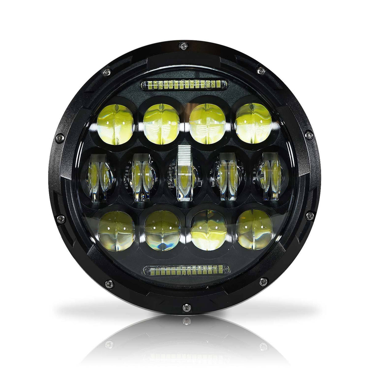 7 inch Round LED Headlight 75W Low/High with DRL Black Housing E346