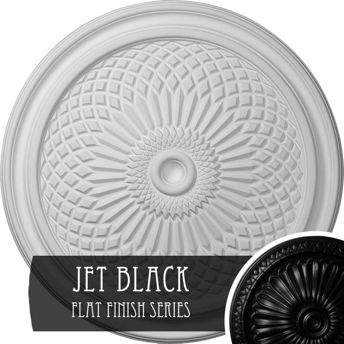 22x22OD x 1 3/4x22P Hand-Painted Jet Black Ceiling Medallion F6422