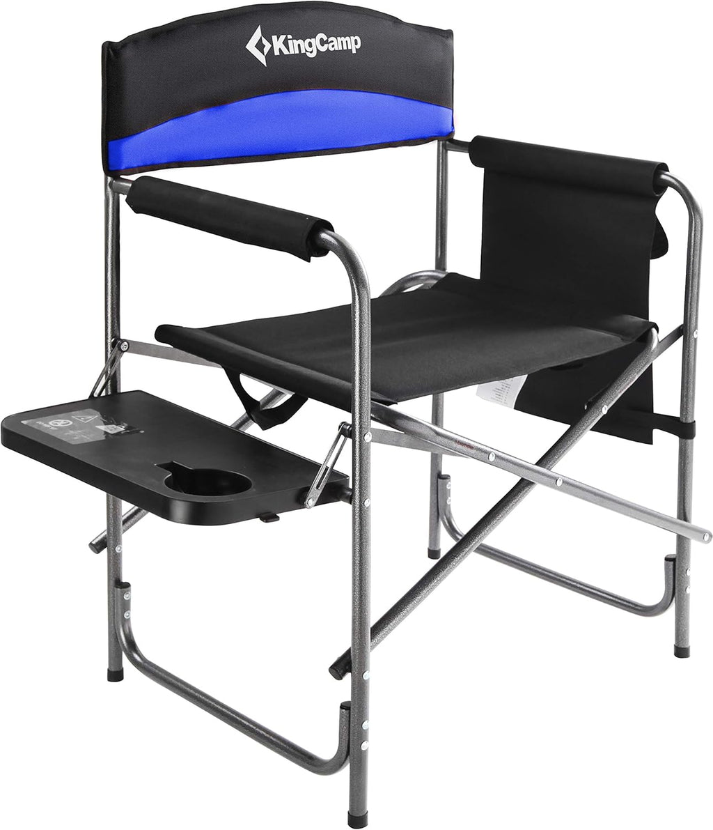 Heavy Duty Folding Camping Directors Chair with Side Table Storage Pockets H68668