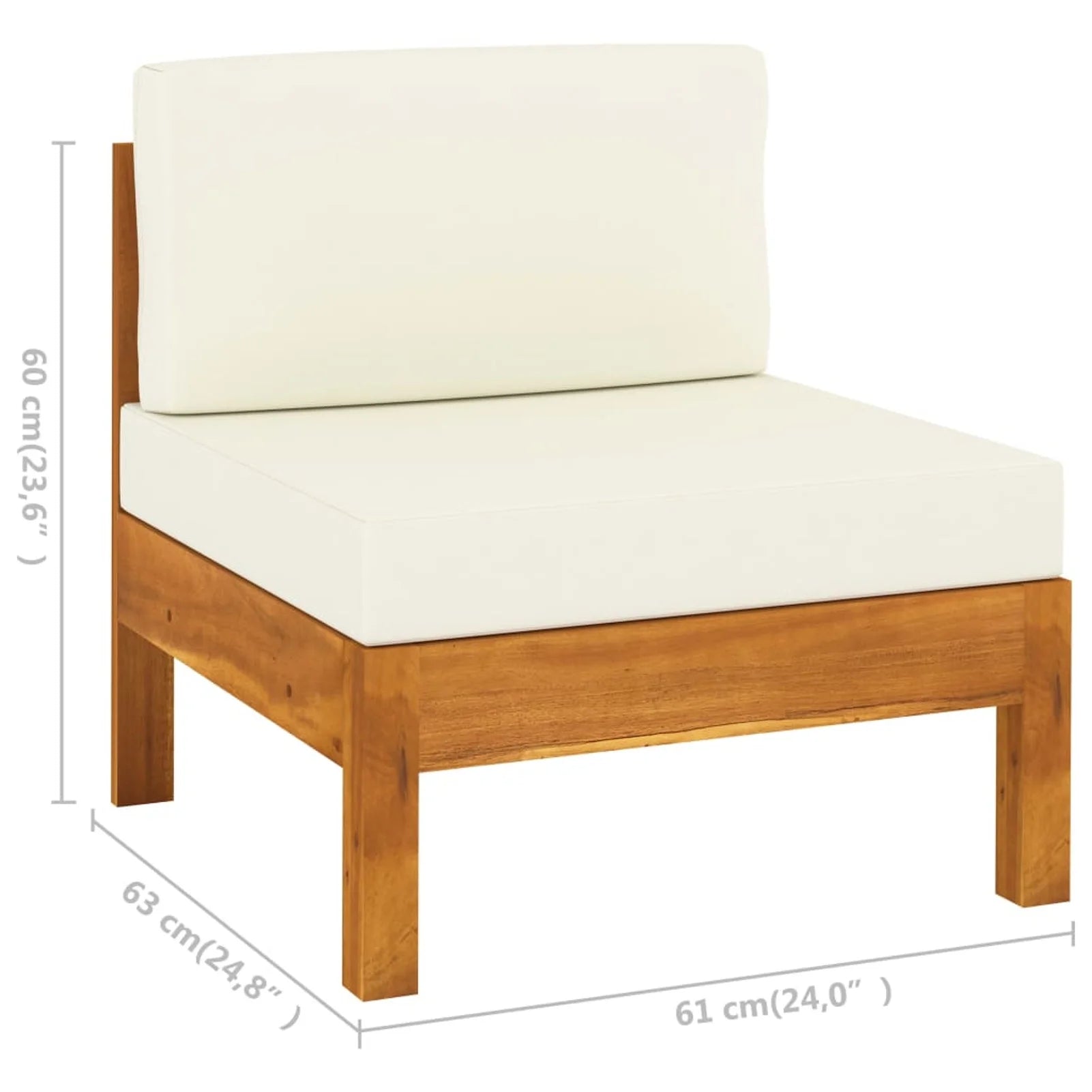 Solid Acacia Wood Sofa with White Cushions C45476