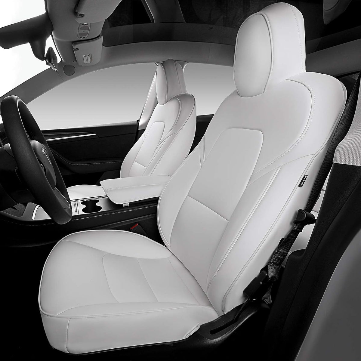 White Nappa Leather 12 Pcs Car Seat Protector with Armrest Cover C23403