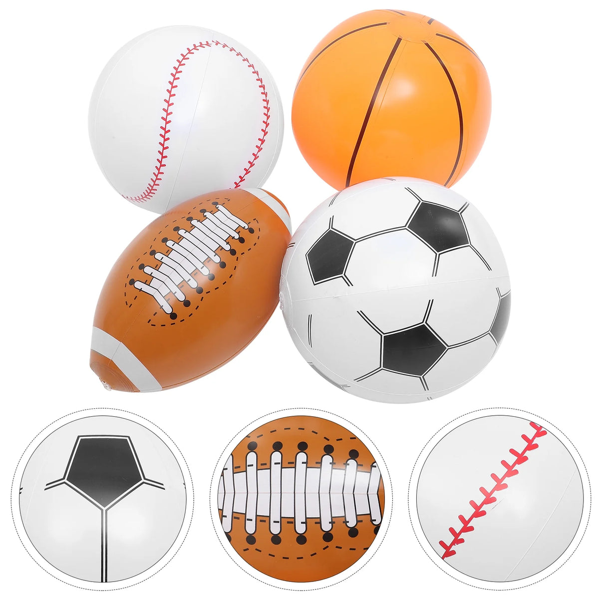 Inflatable Ball 4pcs Beach Ball Soccer Basketball Baseball S55178