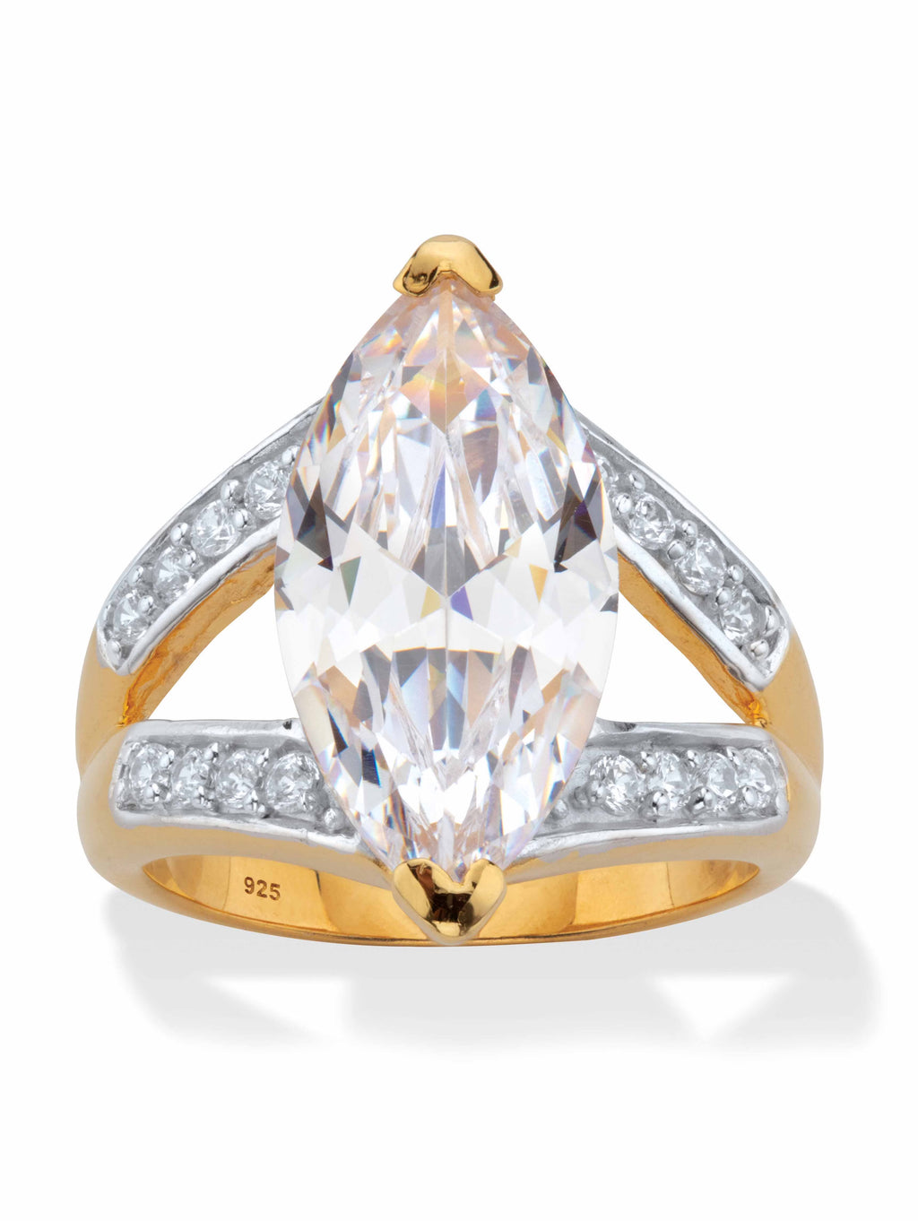 18K Yellow Gold Plated Sterling Silver Cubic Zirconia Engagement Ring L21305