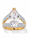18K Yellow Gold Plated Sterling Silver Cubic Zirconia Engagement Ring L21305