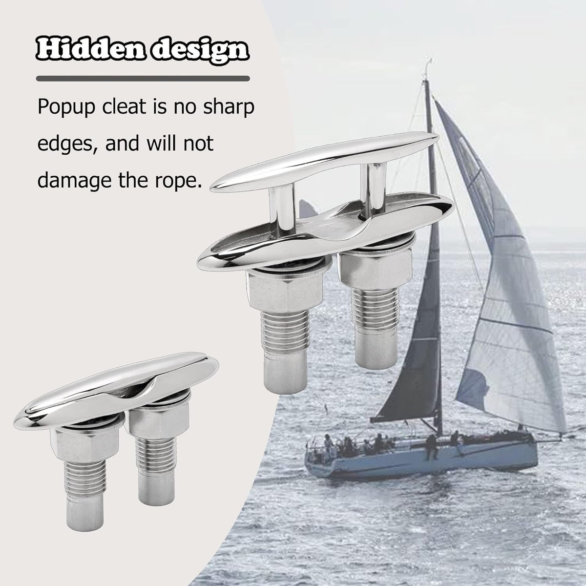 Retractable 316 Stainless Steel Flush Mount Boat Cleats Pack of 2 C909