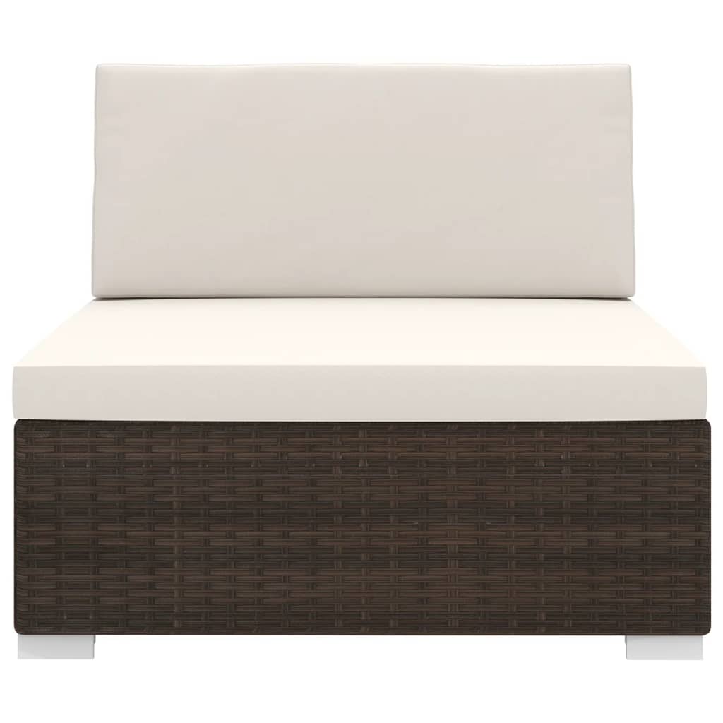 Brown Poly Rattan Sectional Middle Seat with Cushions T840