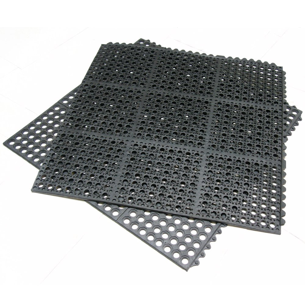 Black Pack of 2 Anti-Fatigue Rubber Matting A247893