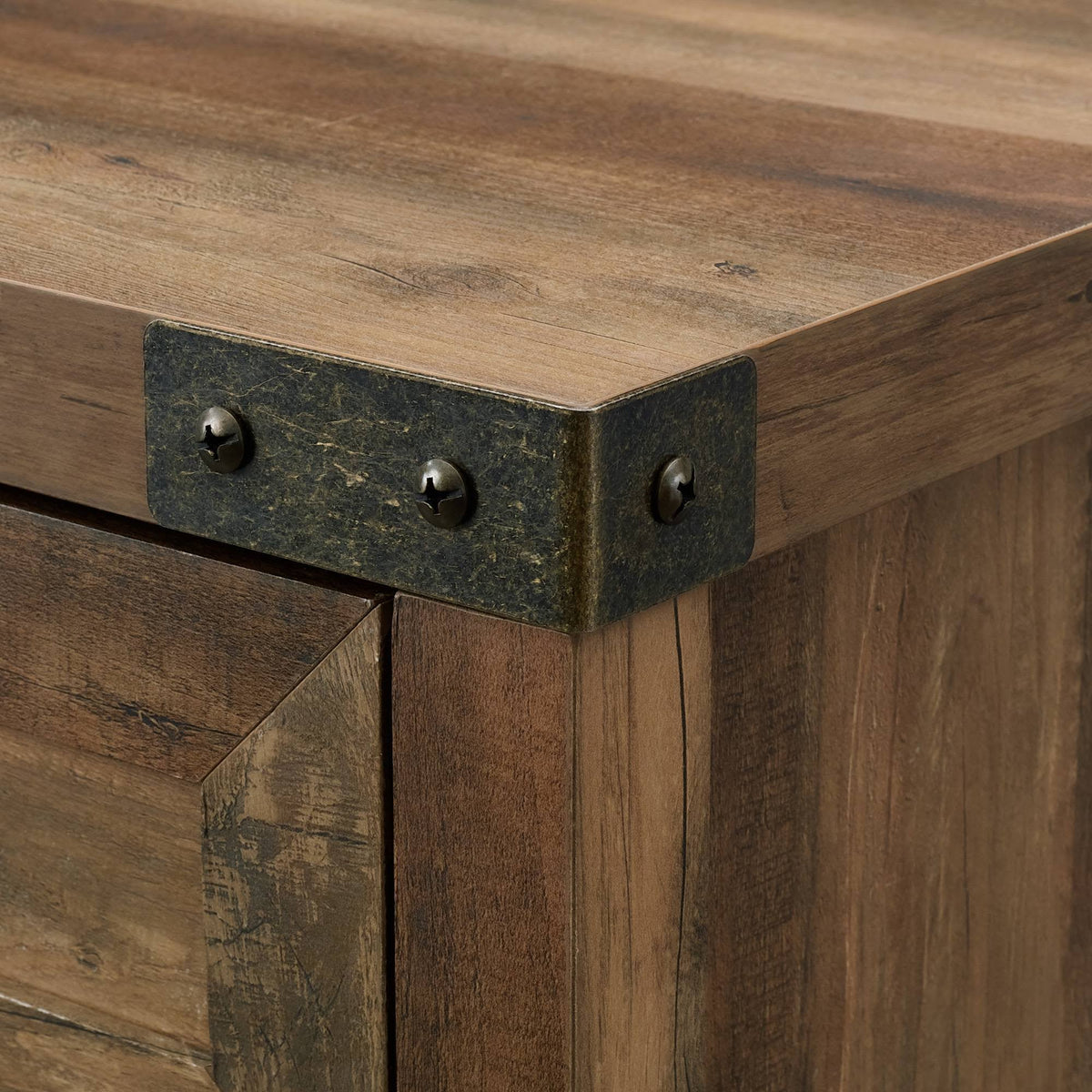 Rustic Farmhouse Barn Door Accent Cabinet Brown Q11611