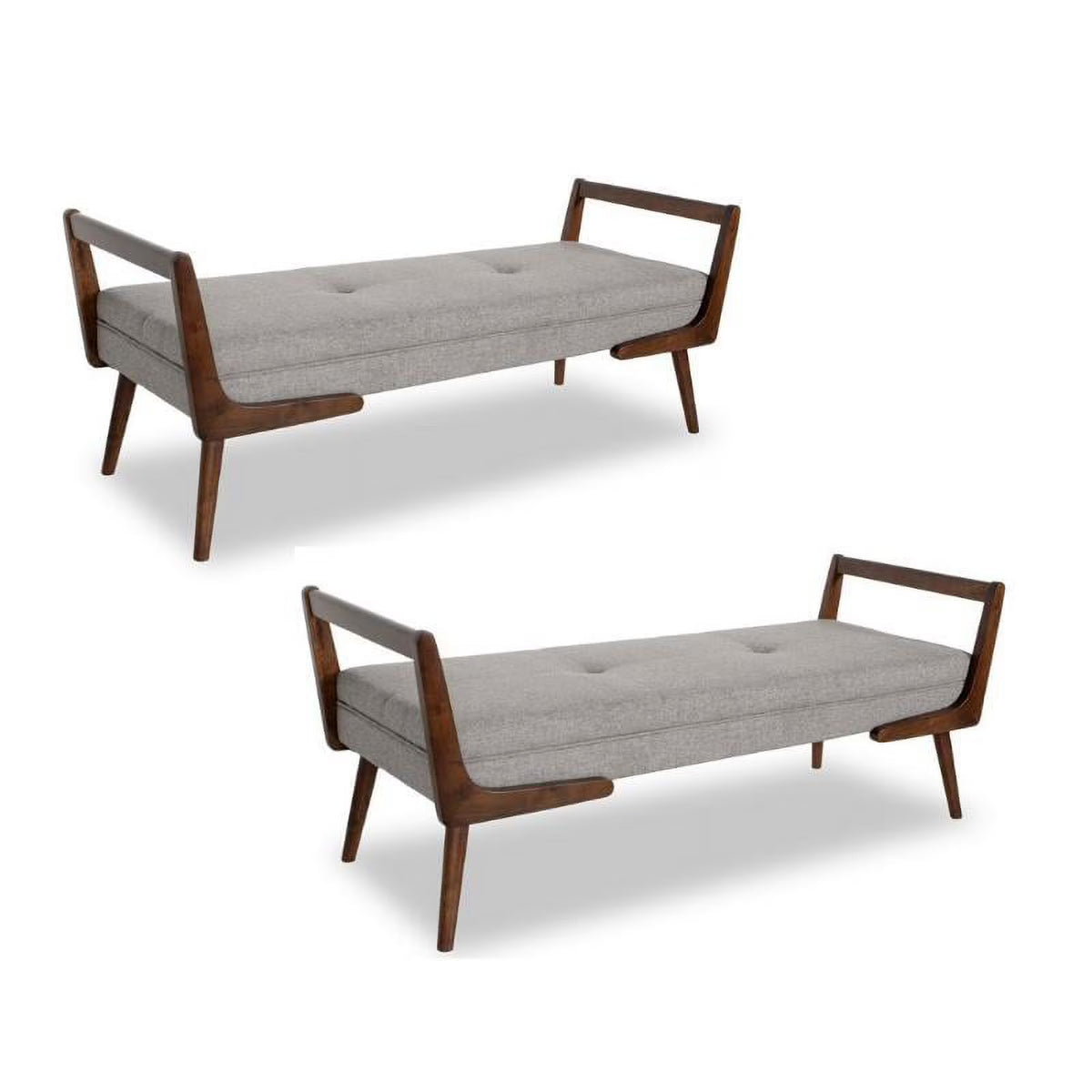 2 Piece Poppy Bench Set in Gray and Brown E3982