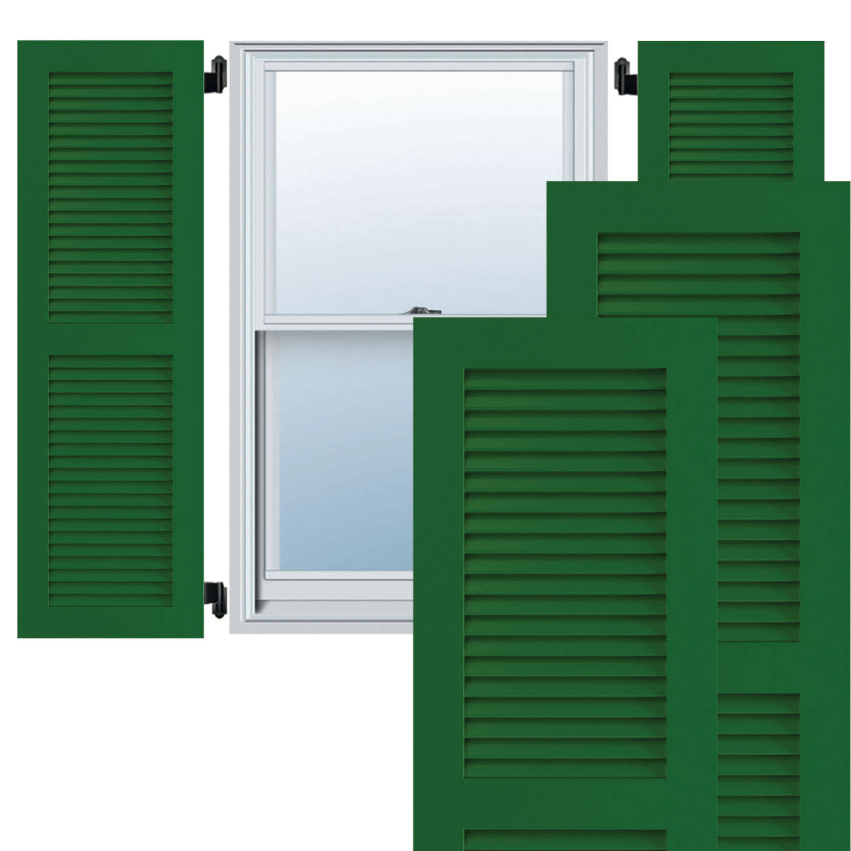 Chrome Green Exterior Composite Louvered Shutters Q841