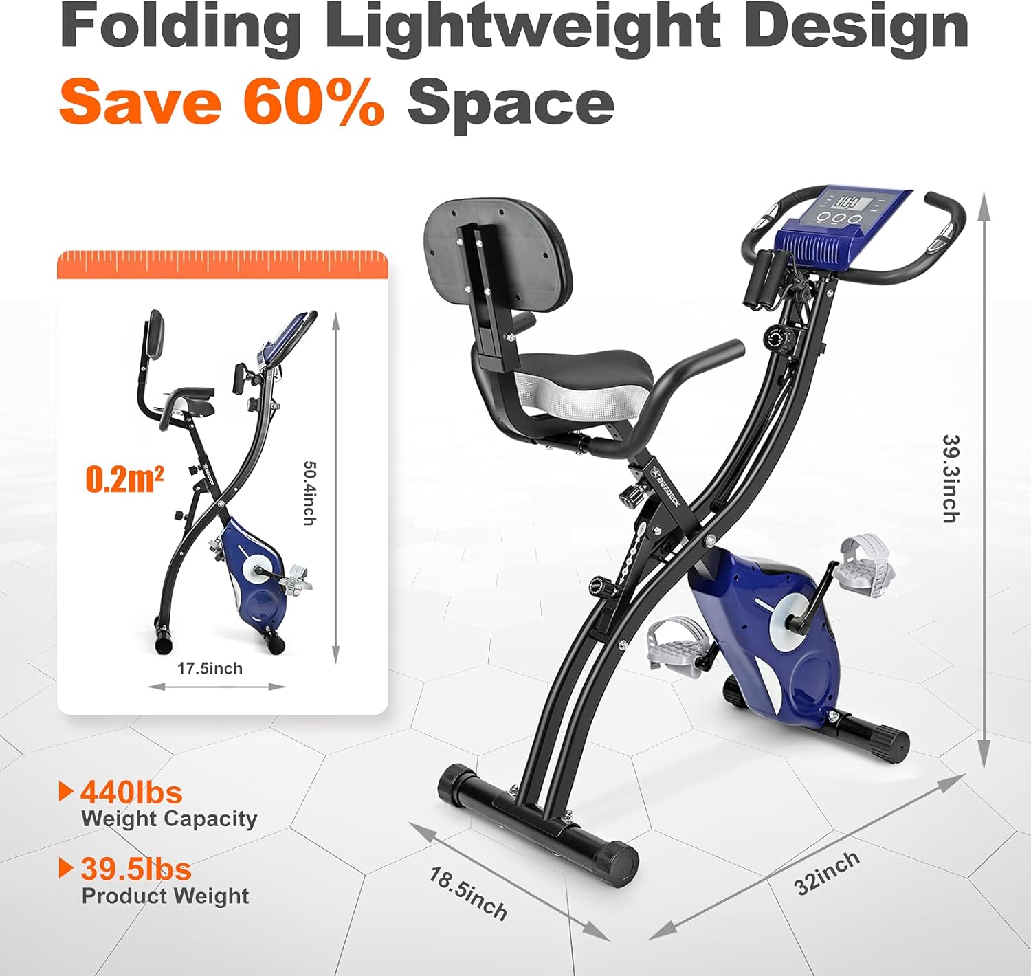 Foldable Magnetic Exercise Bike with LCD Monitor V31978