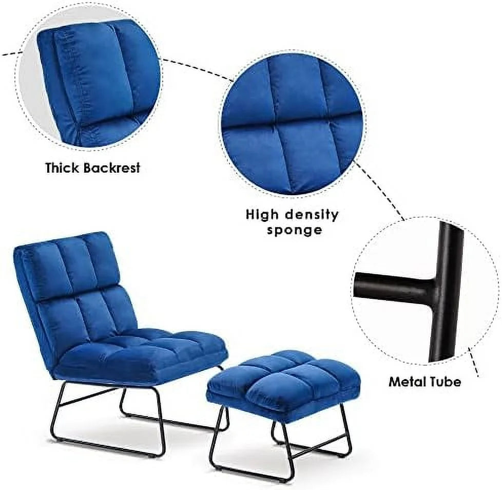 Yellow Velvet Accent Chair with Ottoman Y797653