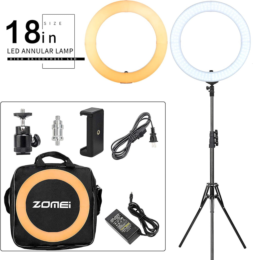 18 Inch 58W 5500K Dimmable LED Ring Light with Tripod Stand and Carrying Bag S115