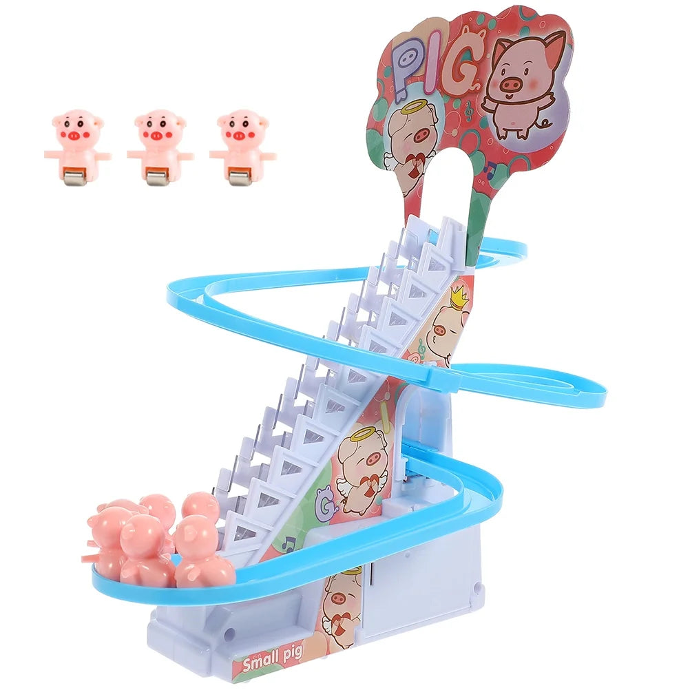 Electric Piggy Climbing Stairs Tracks Slide Toy P216243