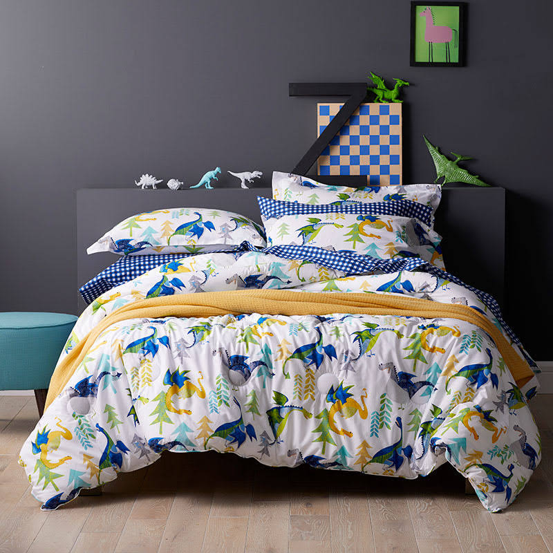 Organic Cotton Percale Comforter - Multi - Gray, Size FQ Y821516