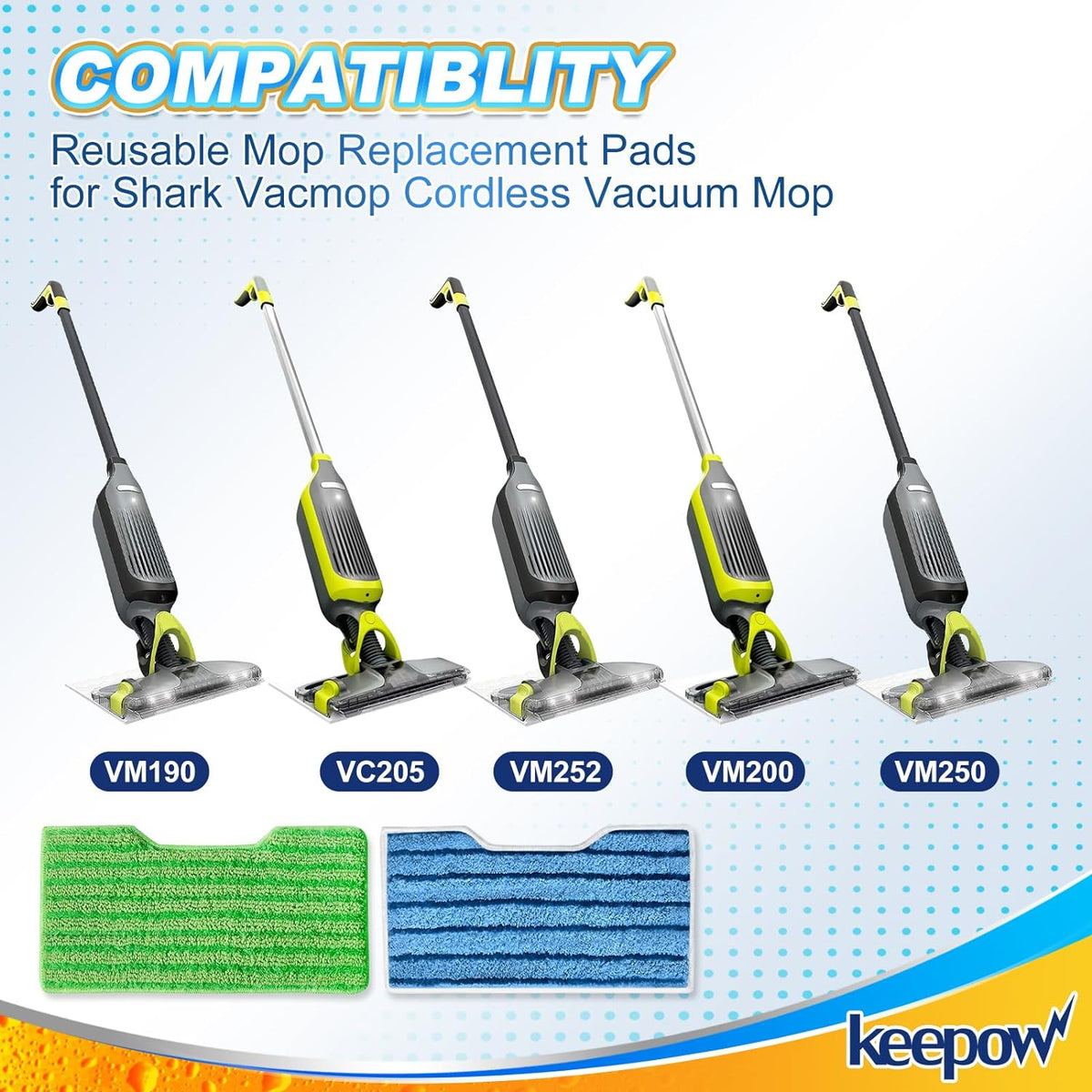 Reusable Vacuum Mop Pad Refills (1+2+2+2 Pads) D49059