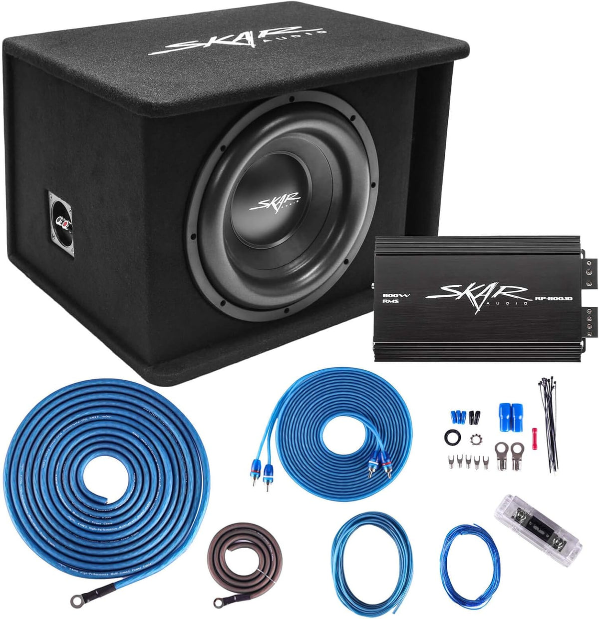 Single 10" Loaded Enclosure Subwoofer Bass Package with Amplifier U3518