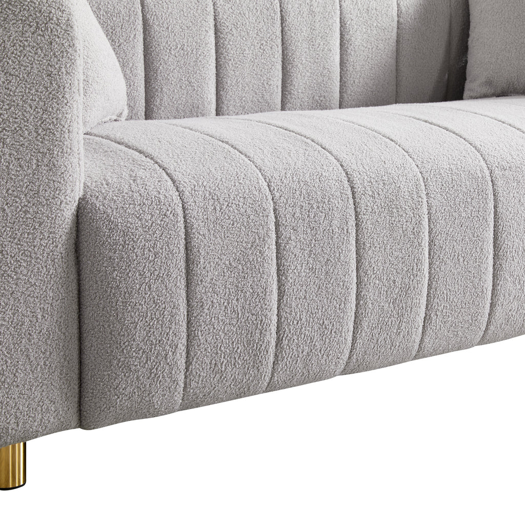 81.89" Teddy Large Modern 3 Seater Upholstered Sofa with Gold Metal Legs E5867