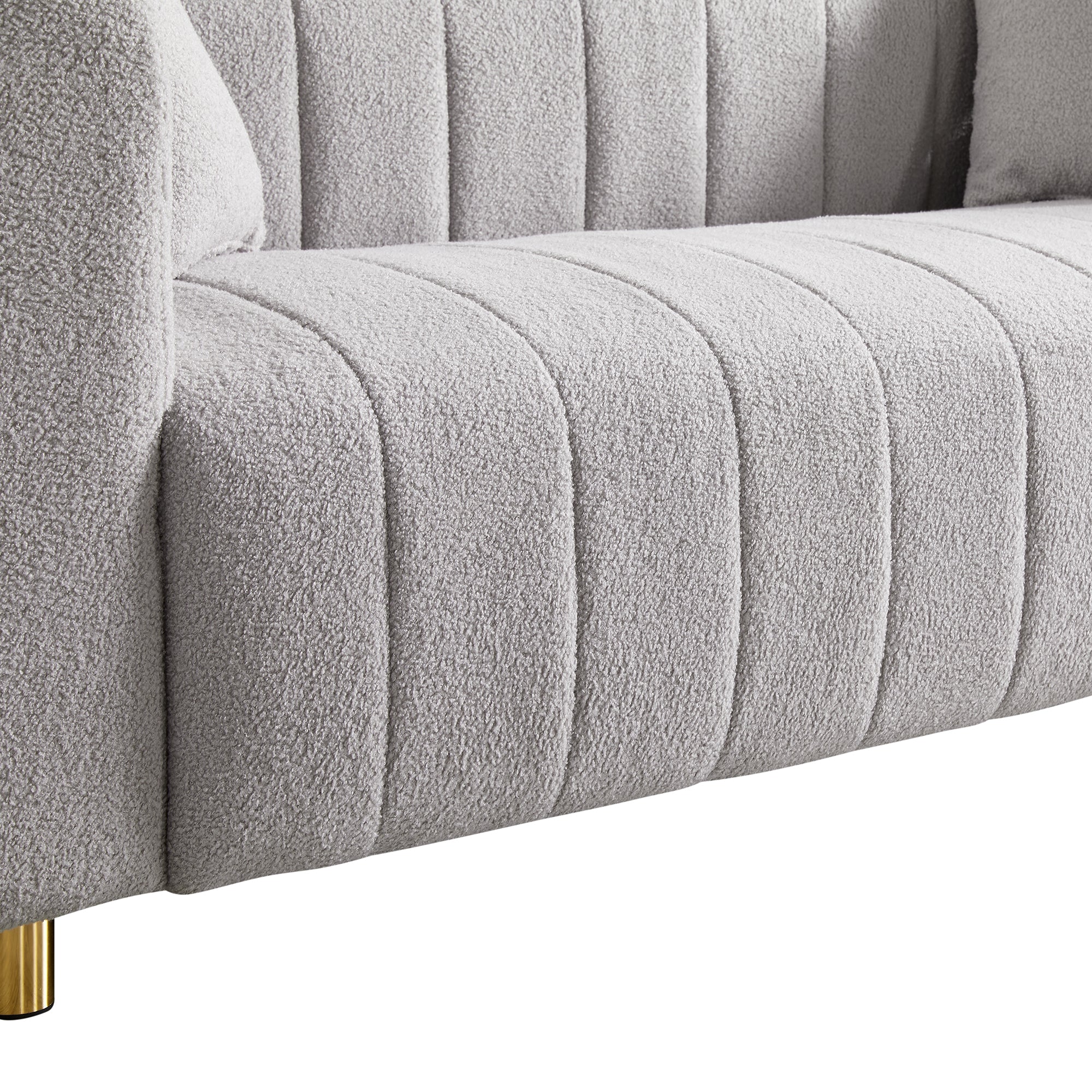 81.89" Teddy Large Modern 3 Seater Upholstered Sofa with Gold Metal Legs E5867
