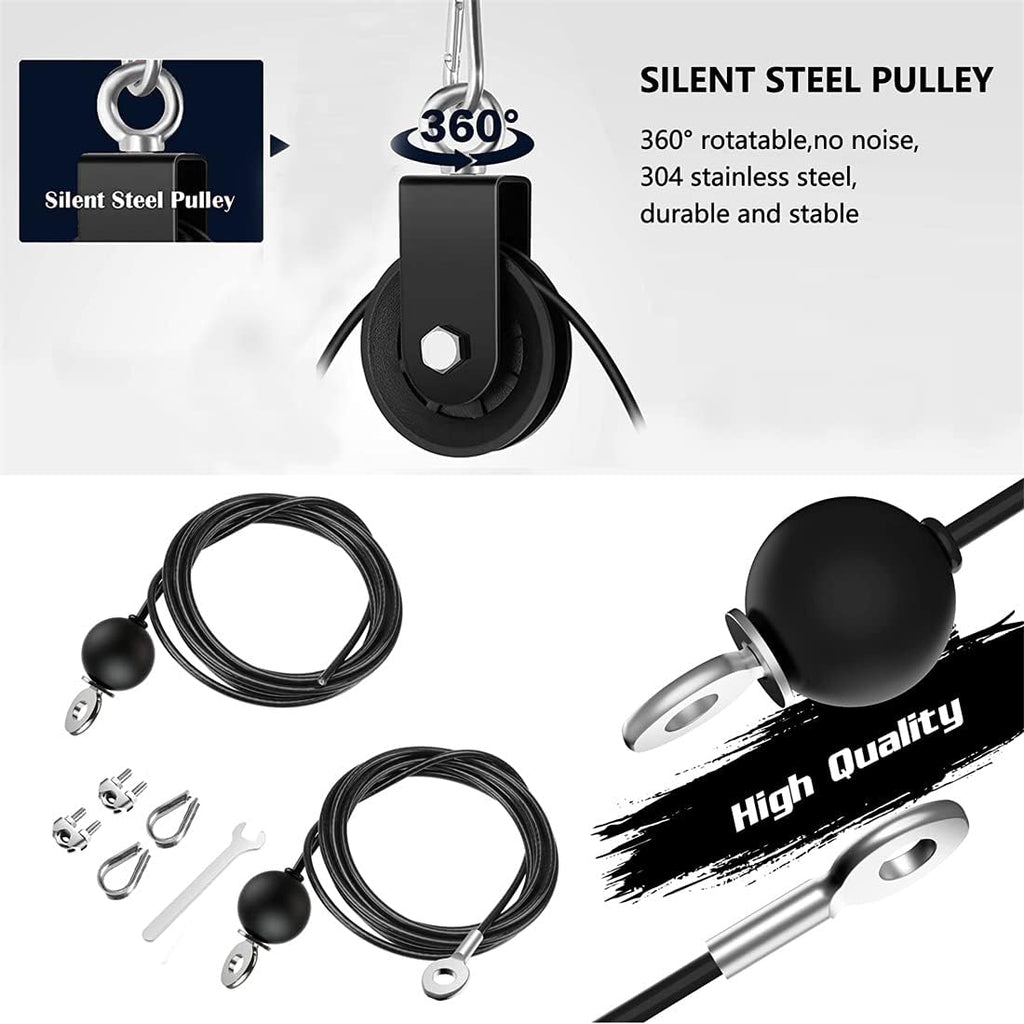 4 in 1 LAT and Lift Pulley System with Curl Pulldown Bar, Tricep Rope, Exercise Handles H39592