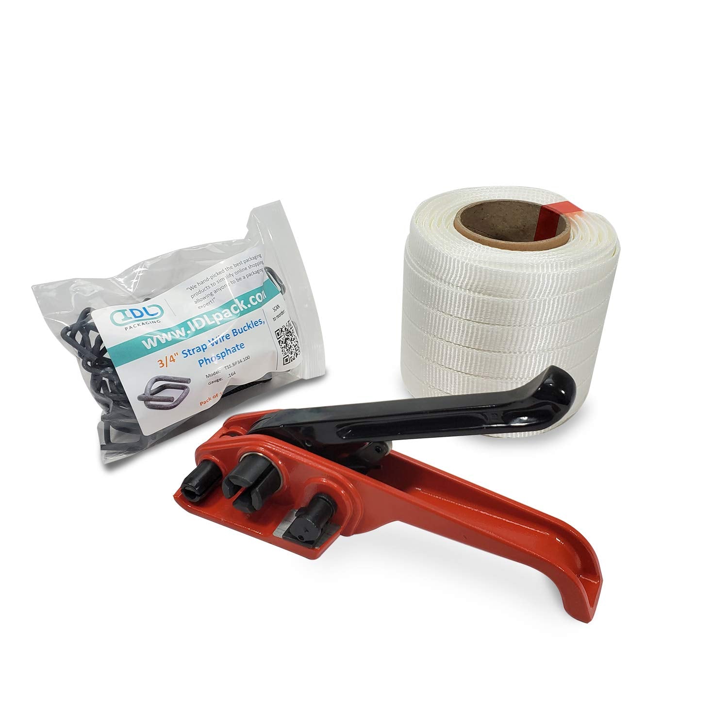 3/4" x 1000' Woven Cord Strapping Kit with Polyester Cord Strapping Tensioner, Strapping Buckles and Woven Cord Strapping Roll F959