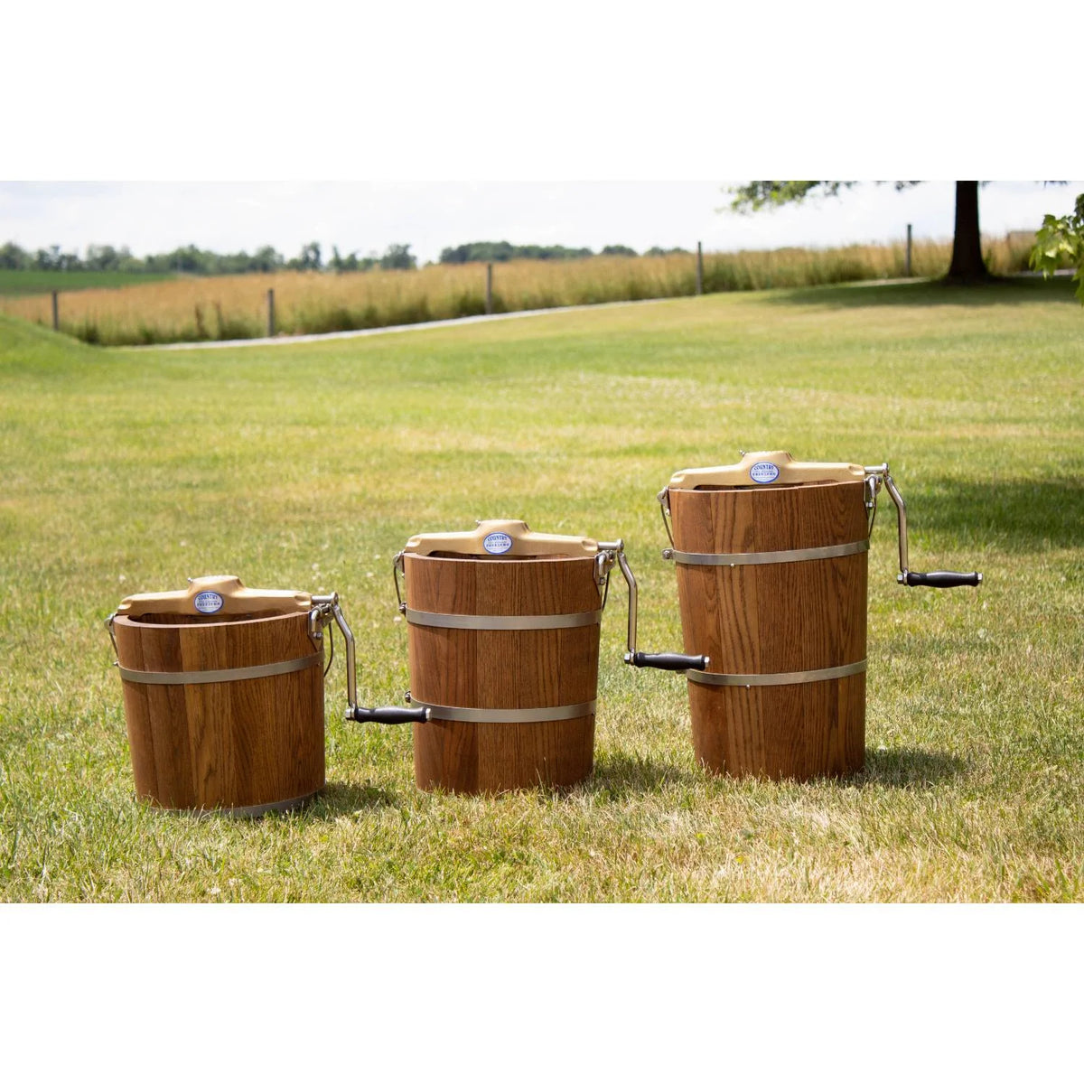 Manual Ice Cream Maker with Stainless Steel Can and Oak Tub, 8 Quart E911