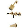 Polished Brass Three-Handle Tub and Shower Faucet F245