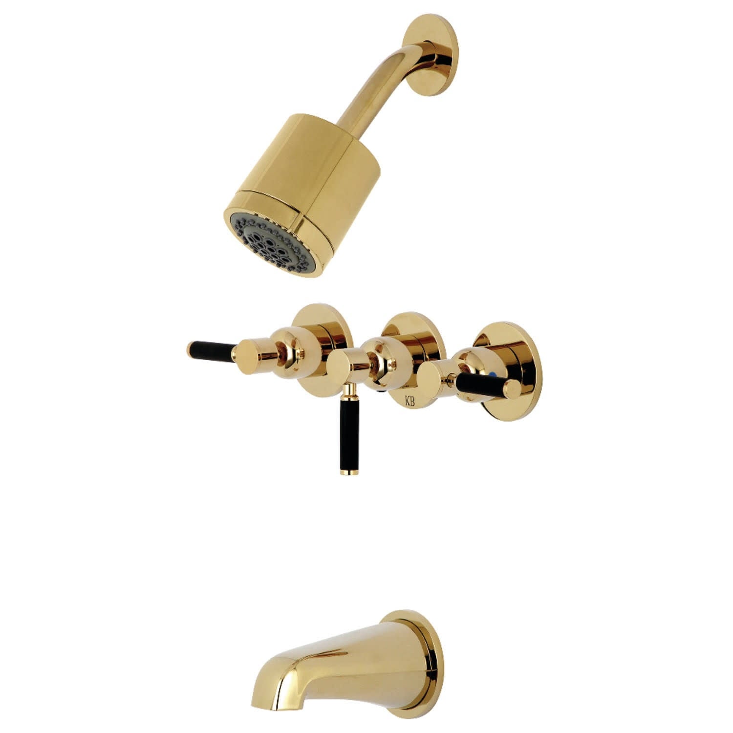 Polished Brass Three-Handle Tub and Shower Faucet F245