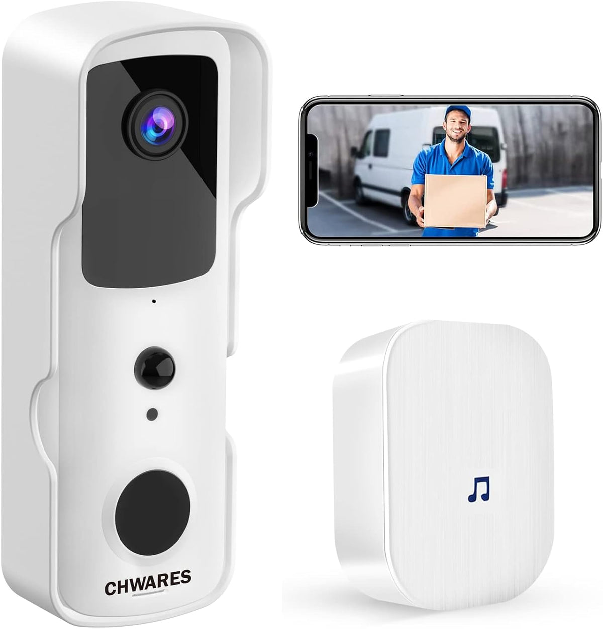 White 1080P HD Video Doorbell Camera with Chime B983178