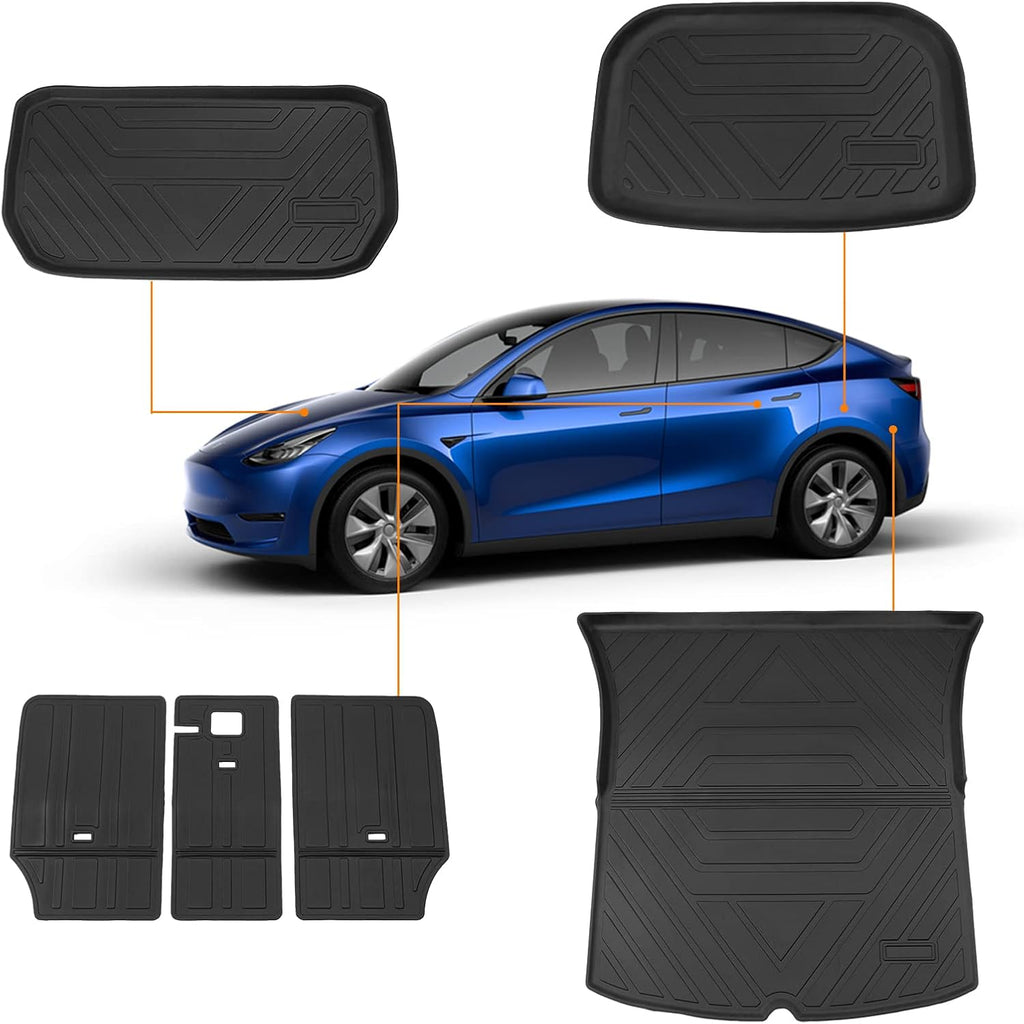 Tesla Model Y 2020 2021 2022 Trunk Mats Cargo Liners All Weather Three Trunk Mats Backrest Mats W633