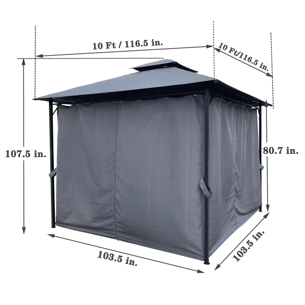 10 x 10 ft Steel Patio Gazebo with Curtain C645036