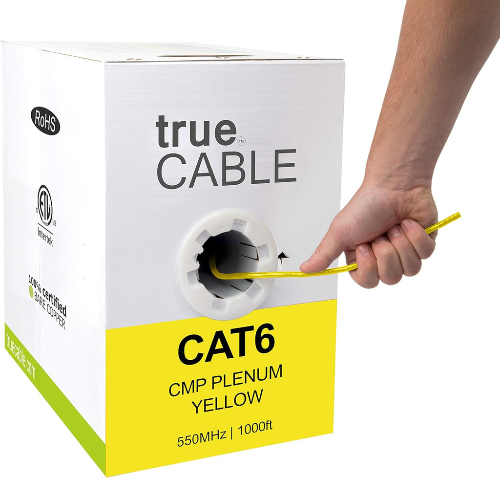 1000ft Yellow 23AWG 4 Pair Solid Bare Copper Bulk Ethernet Cable B469844