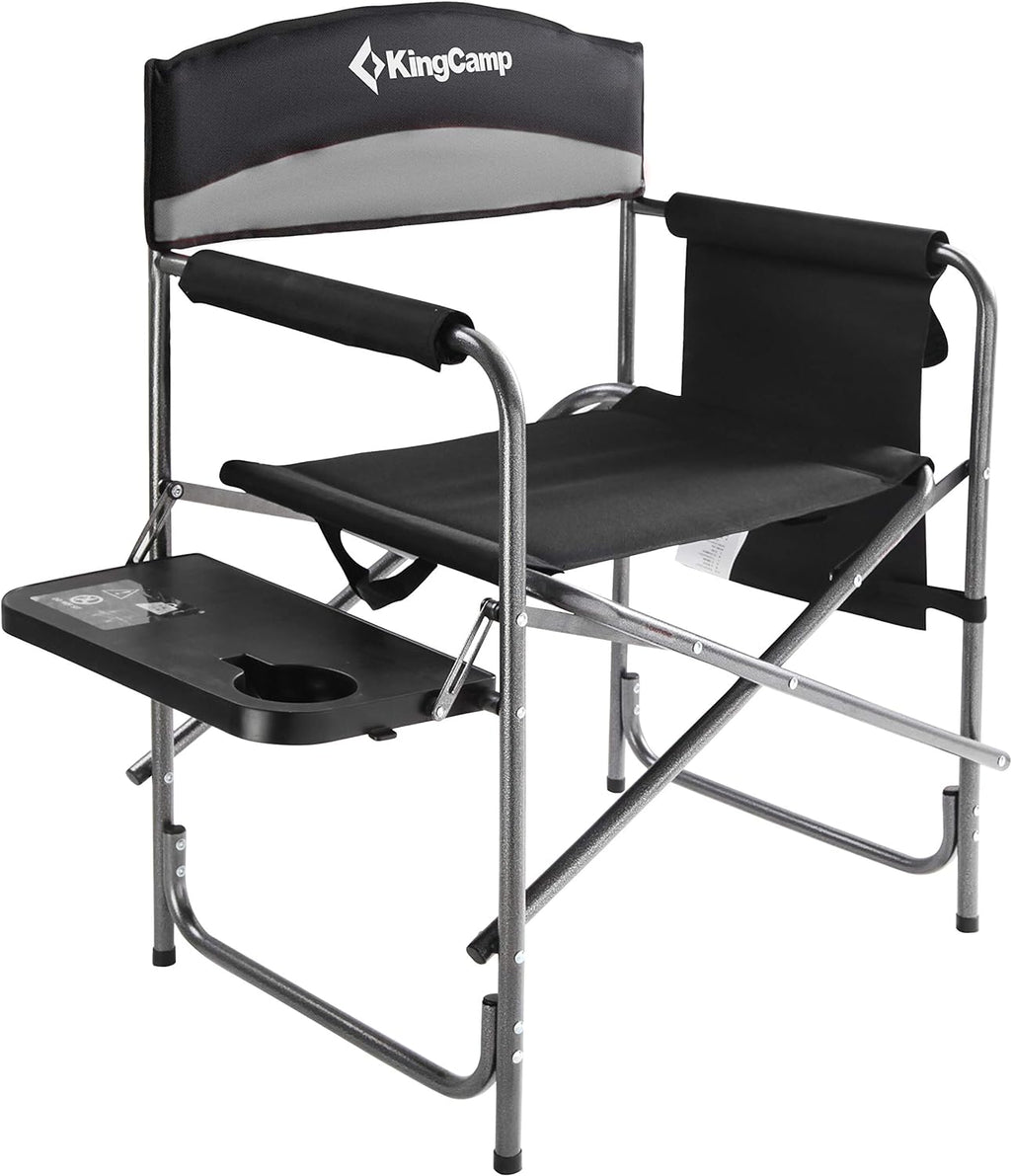 Heavy Duty Folding Camping Directors Chair with Side Table Storage Pockets H68668