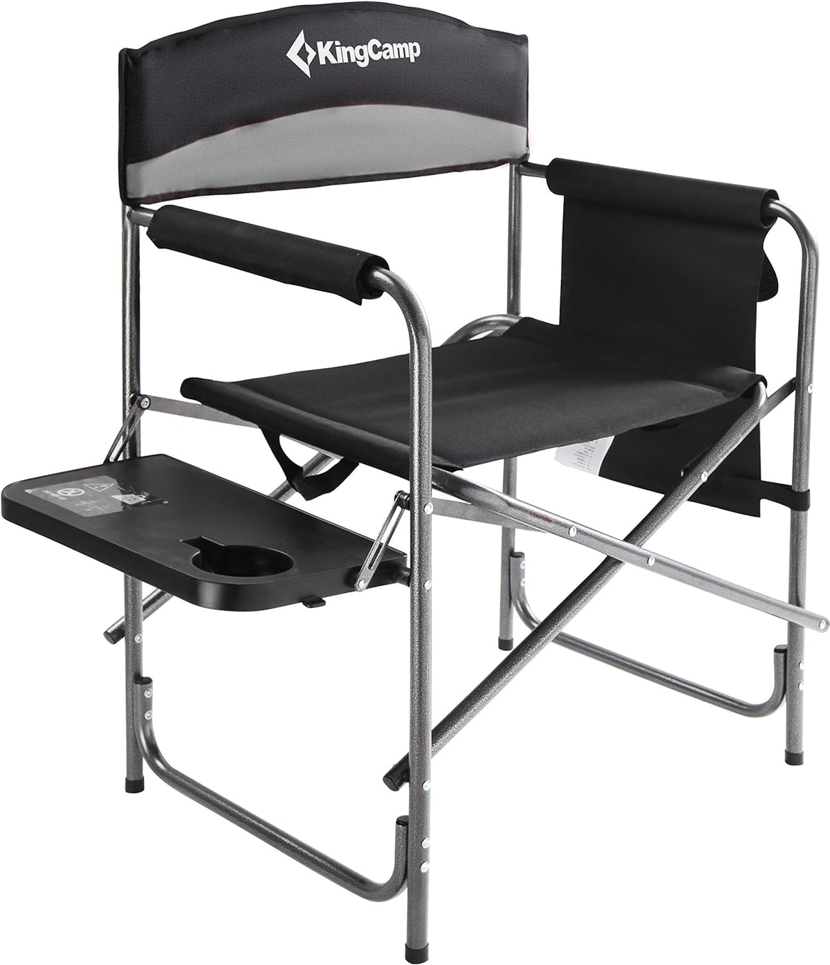 Heavy Duty Folding Camping Directors Chair with Side Table Storage Pockets H68668
