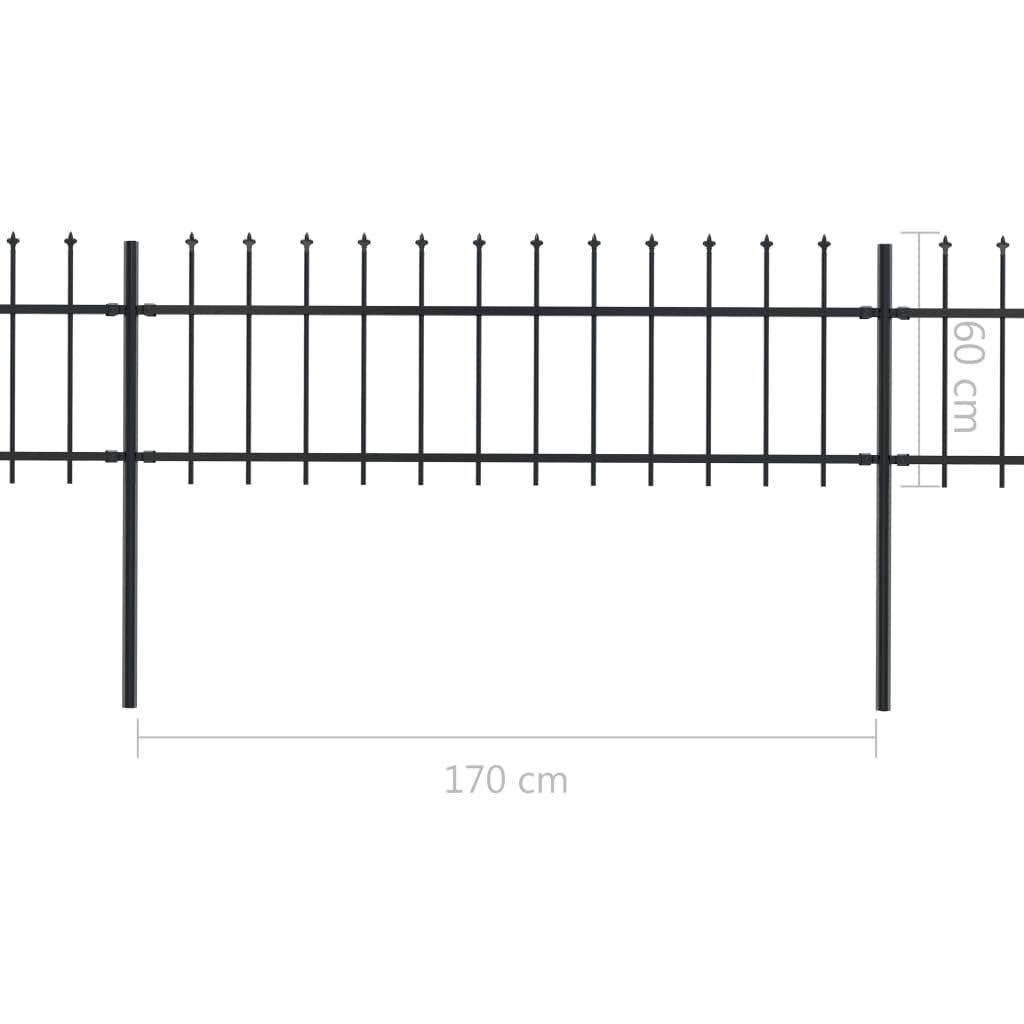 Black Steel Garden Fence with Spear Top W847680