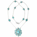 Antique 925 Silver Amazonite Gemstone Necklace 26'' E607479