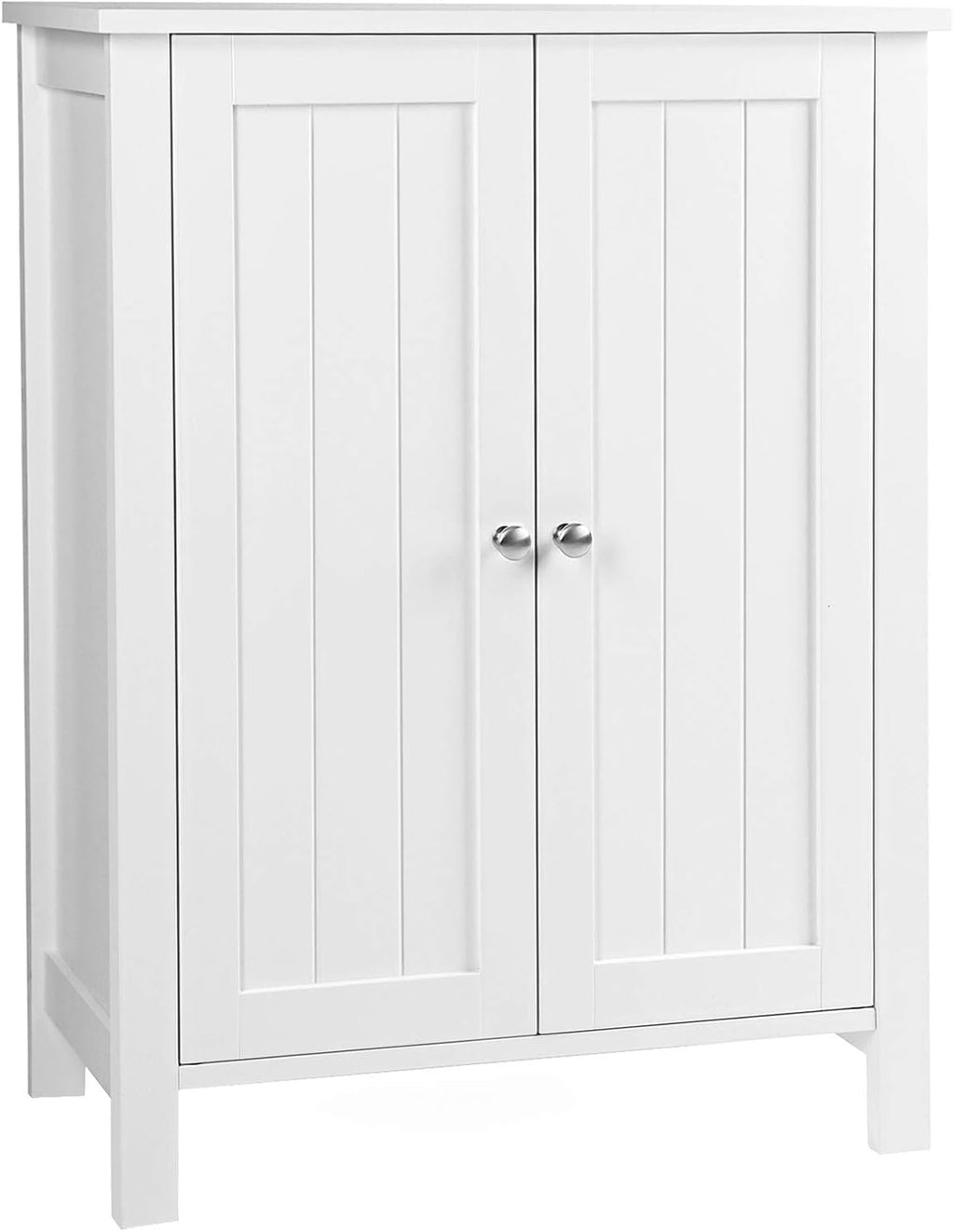 Bathroom Floor Storage Cabinet with Double Door Adjustable Shelf, 23.6 x 11.8 x 31.5 Inches White X591198