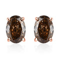 Champagne Diamond Oval 10K Rose Gold Stud Solitaire Earrings M95685