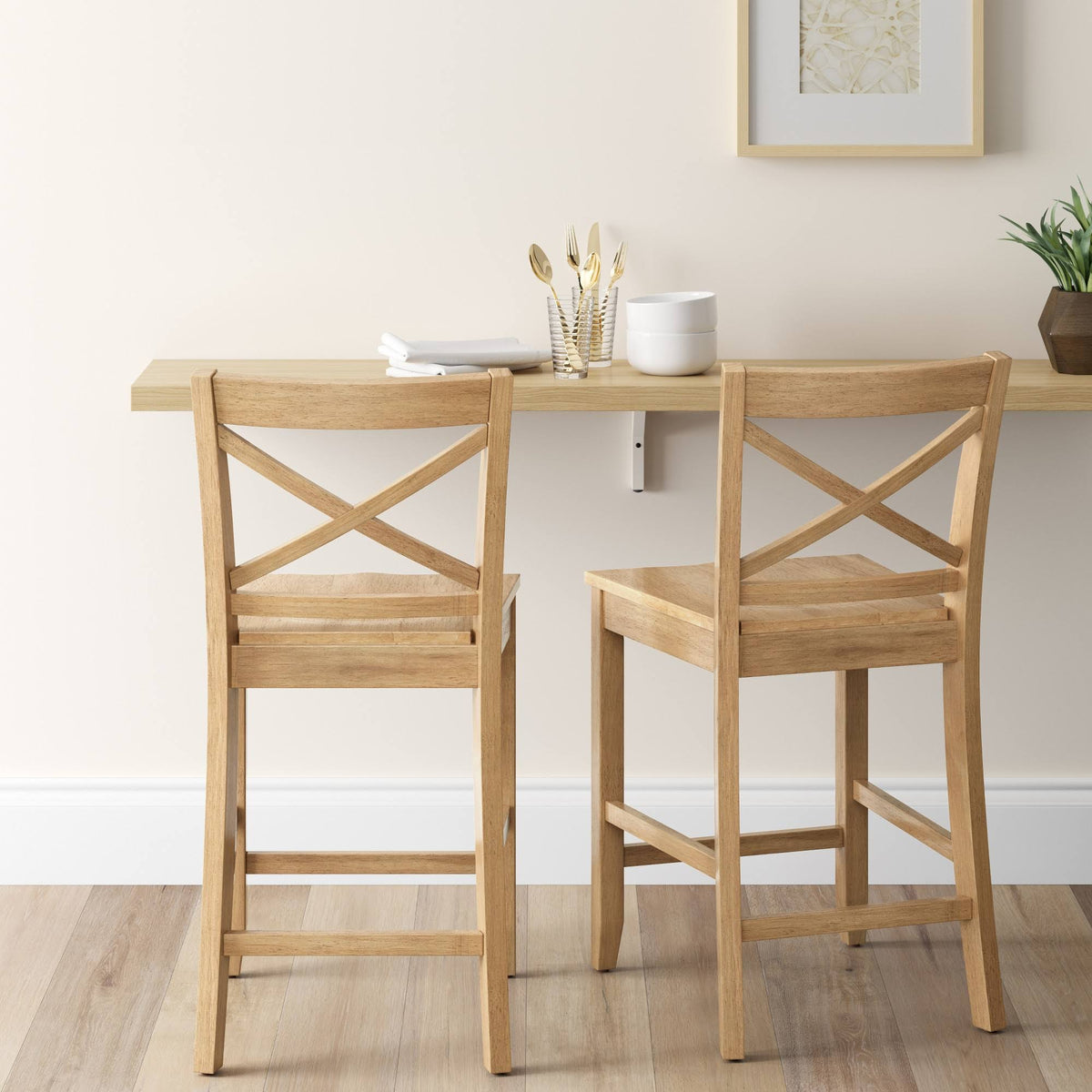 Natural Wood Counter Height Barstool B41925