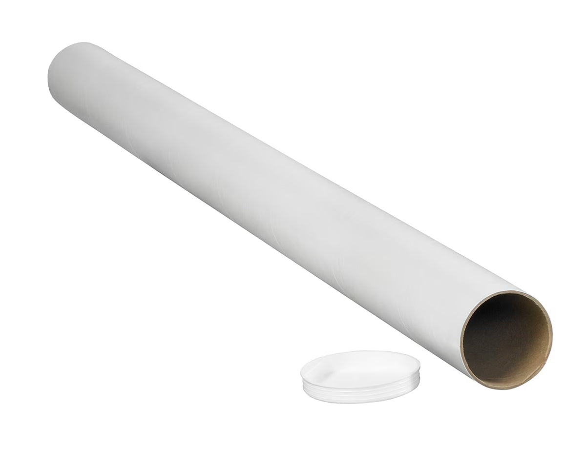 Mailing Tubes with Caps, White, 50/CS Y9536